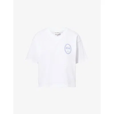 The Couture Club Womens White Palm V-veck Cotton T-shirt