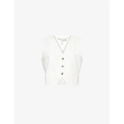 The Couture Club Womens White V-neck Cotton And Linen Waistcoat