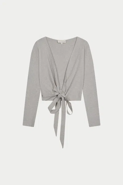 The Couture Club Wrap Around Knit Cardigan - Grey Marl In Gray