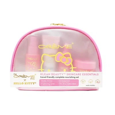 The Creme Shop Hello Kitty® Skincare Essentials - Klean Beauty™ 4pc Travel Bag Set In Pink