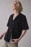The Critical Slide Society Access Knit Short Sleeve Polo Sweater In Black, Men's At Urban Outfitters