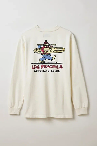 The Critical Slide Society Critical Slide Society Log Removal Graphic Long Sleeve Tee In White, Men's At Urban Outfitters