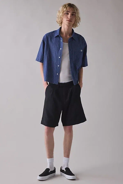The Critical Slide Society Harro Linen Wide Leg Short In Black, Men's At Urban Outfitters