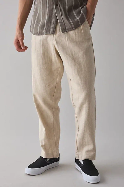 The Critical Slide Society Harrow Linen Pleated Trouser Pant In Ivory, Men's At Urban Outfitters