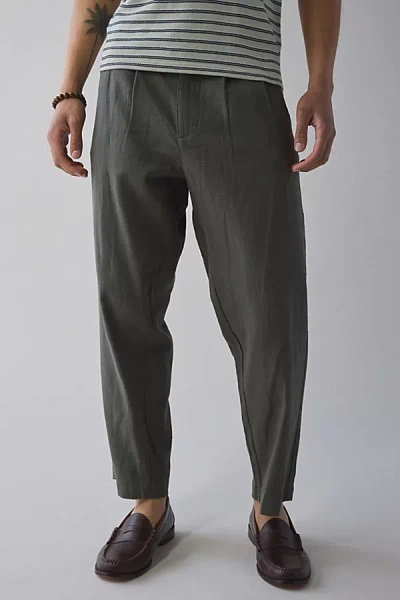 The Critical Slide Society Harrow Linen Pleated Trouser Pant In Sage, Men's At Urban Outfitters
