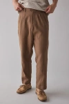 The Critical Slide Society Harrow Linen Pleated Trouser Pant In Tobacco, Men's At Urban Outfitters In Brown