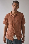 The Critical Slide Society Rails Knit Short Sleeve Sweater In Brown, Men's At Urban Outfitters