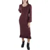 The Crystal Kobe Space Dye Midi Sweater Dress In Red Multi In Burgundy