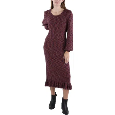 The Crystal Kobe Space Dye Midi Sweater Dress In Red Multi In Burgundy