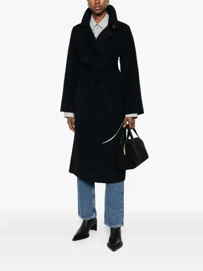 The Curated Collection Belted Tailored Coat In Black