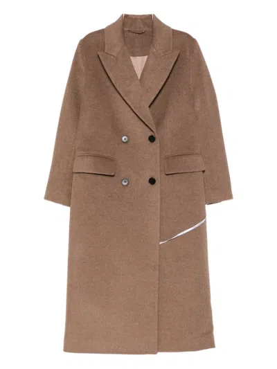 The Curated Collection Double-breasted Coat In Brown