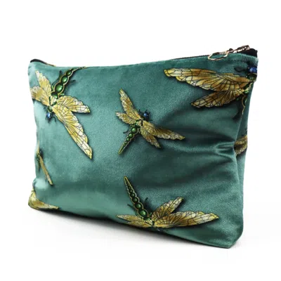 The Curious Department Gold / Green Dragonfly Swarm Sage Everyday Pouch