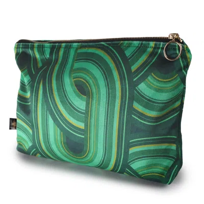 The Curious Department Gold / Green Rebel Knit Malachite Everyday Pouch In Gray