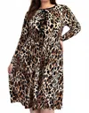 The Curve La Plus Size Animal Print Flare Dress With Bow Details In Black/camel In Animal Print