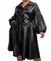 The Curve La Plus Size Faux Leather Button Front Fit Flare Dress In Black In Black