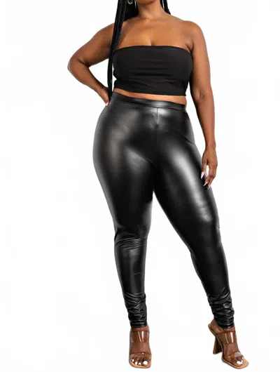 The Curve La Plus Size Faux Leather High Rise Leggings In Black