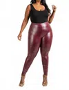 The Curve La Plus Size Faux Leather High Rise Leggings In Burgundy In Multi