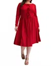 The Curve La Plus Size Glitter Knit Flare Dress With Bow Details In Deep Red In Red