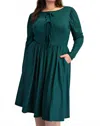 The Curve La Plus Size Glitter Knit Flare Dress With Bow Details In Hunter Green In Green