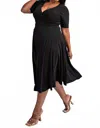 The Curve La Plus Size Knit Surplice Midi Dress With Full Skirt In Black In Black