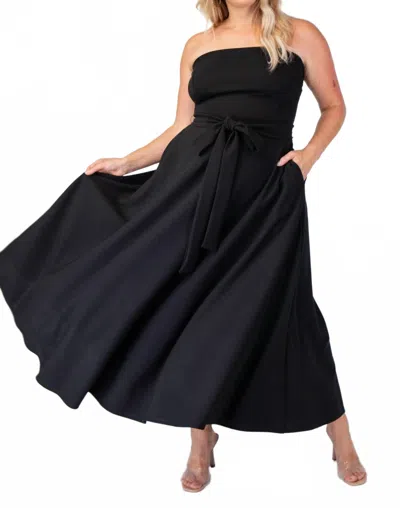 The Curve La Plus Size Knit Tube Maxi Dress With Self Belt In Black