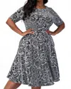 The Curve La Plus Size Lurex Knit Short Sleeve Midi Dress With Pockets In Black/silver In Black
