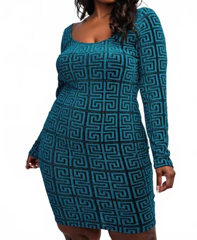The Curve La Plus Size Scoop Neck Short Dress In Blue/black