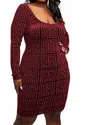 The Curve La Plus Size Scoop Neck Short Dress In Red/black In Red