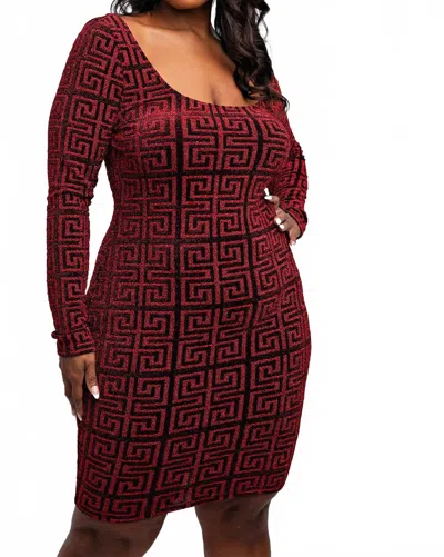 The Curve La Plus Size Scoop Neck Short Dress In Red/black