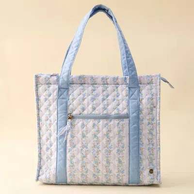 The Darling Effect Darling Effect Quilted Travel Tote Bags In Petal Parade Blue In Multi