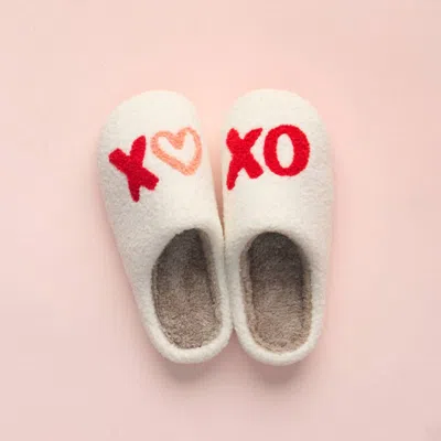 The Darling Effect Fuzzy Slippers In Xoxo In Multi