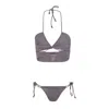 The Delarose Sisters Women's Neutrals / Brown Latte Beaded Bikini Set In Brown