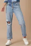 The Denim Lab Cuffed Cuties Rolled Up Boyfriend Jeans In Light Vintage In Blue