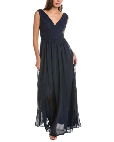 The Dessy Group Dessy Collection Draped Chiffon Maxi Dress In Blue