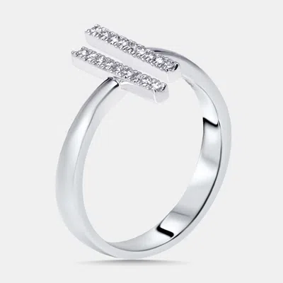 Pre-owned The Diamond Edit 0.18 Cts Round Lab Grown Diamonds 18k White Gold Ring Size 54