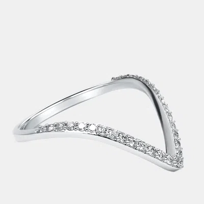 Pre-owned The Diamond Edit 0.28 Cts Round Lab Grown Diamonds 18k White Gold Ring Size 54