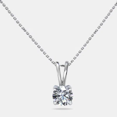 Pre-owned The Diamond Edit 0.33 Ct Round Brilliant Cut 18k White Gold Lab Grown Diamond Solitaire Pendant Necklace