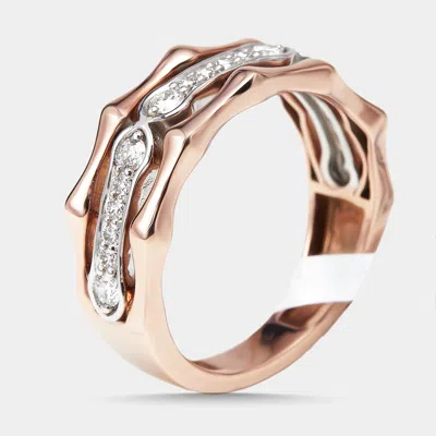 Pre-owned The Diamond Edit 0.33 Cts Round Lab Grown Diamonds 18k Two Tone Gold Ring Size 54