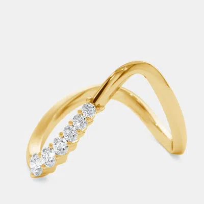 Pre-owned The Diamond Edit 0.35 Cts Round Lab Grown Diamonds 18k Yellow Gold Ring Size 51