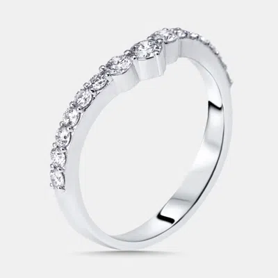 Pre-owned The Diamond Edit 0.5 Cts Round Lab Grown Diamonds 18k White Gold Ring Size 54