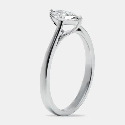 Pre-owned The Diamond Edit 0.50 Cts Marquise Cut Lab Grown Diamond 18k White Gold Ring Size 51