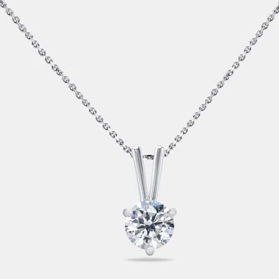 Pre-owned The Diamond Edit 0.50 Cts Round Brilliant Cut 18k White Gold Lab Grown Diamond Solitaire Pendant Necklace