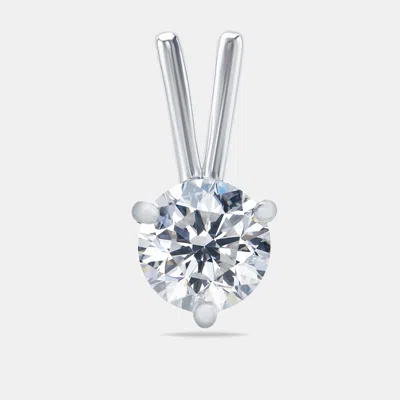 Pre-owned The Diamond Edit 0.56 Cts Round Brilliant Cut 18k White Gold Lab Grown Diamond Pendant