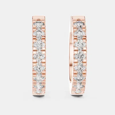 Pre-owned The Diamond Edit 0.60 Cts Round Cut 18k Rose Gold Lab Grown Diamond Hoop Earrings