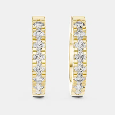 Pre-owned The Diamond Edit 0.60 Cts Round Cut 18k Yellow Gold Lab Grown Diamond Hoop Earrings