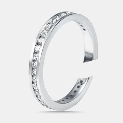 Pre-owned The Diamond Edit 0.63 Cts Round Lab Grown Diamonds 18k White Gold Ring Size 50