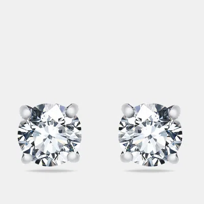 Pre-owned The Diamond Edit 0.65 Cts Round Brilliant Cut 18k White Gold Lab Grown Diamonds Solitaire Stud Earrings