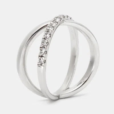 Pre-owned The Diamond Edit 0.65 Cts Round Brilliant Lab Grown Diamond 18k White Gold Ring Size 51