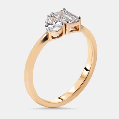 Pre-owned The Diamond Edit 0.89 Cts Emerald Pear Lab Grown Diamonds 18k Rose Gold Ring Size 55
