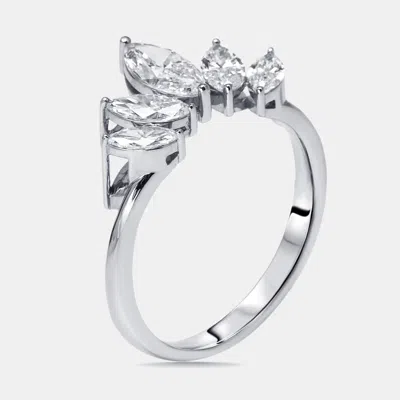 Pre-owned The Diamond Edit 1 Cts Marquise Lab Grown Diamonds 18k White Gold Ring Size 54